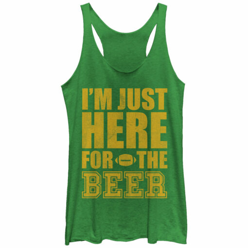 Women_s CHIN UP Football Here for the Beer Racerback Tank Top