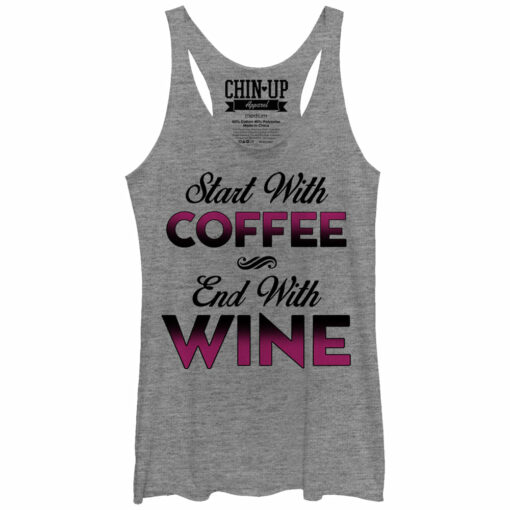 Women_s CHIN UP Start With Coffee End With Wine Racerback Tank Top