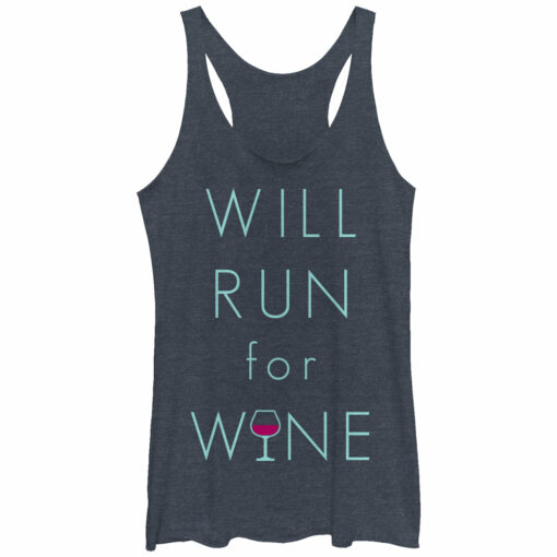 Women_s CHIN UP Will Run For Wine Glass Racerback Tank Top