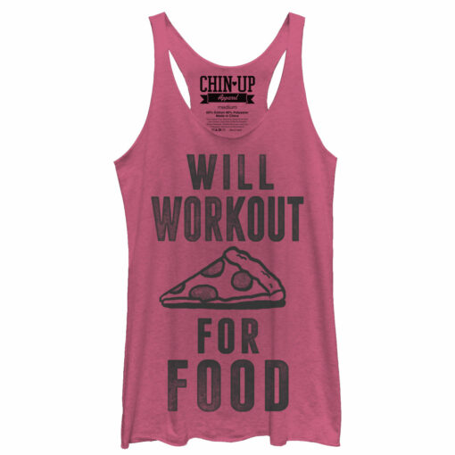 Women_s CHIN UP Will Work Out for Food Racerback Tank Top