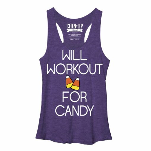 Women_s CHIN UP Will Workout for Candy Racerback Tank Top