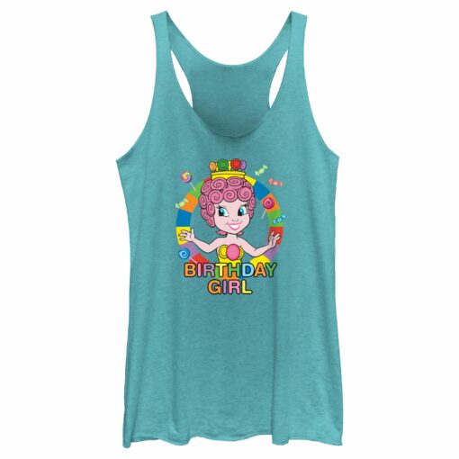 Women_s Candy Land Princess Lolly Birthday Girl Racerback Tank Top