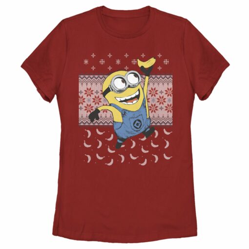 Women_s Despicable Me Ugly Christmas Minons Banana T-Shirt