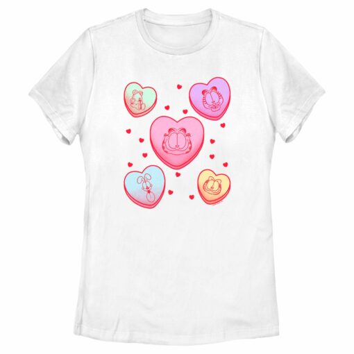 Women_s Garfield Candy Hearts T-Shirt