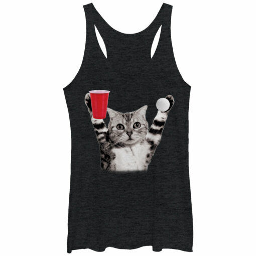 Women_s Lost Gods Cat Pong Victory Racerback Tank Top