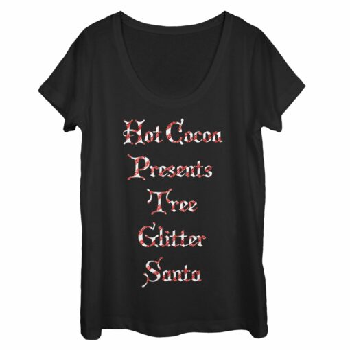 Women_s Lost Gods Christmas Candy Cane List Scoop Neck