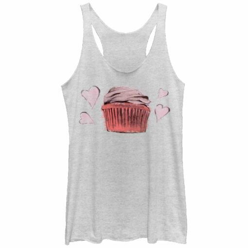 Women_s Lost Gods Cupcake Hearts Racerback Tank Top