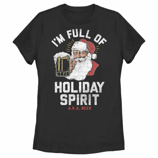 Women_s Lost Gods Distressed Santa Beer T-Shirt