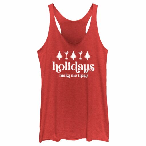 Women_s Lost Gods Holidays Make Me Tipsy Racerback Tank Top