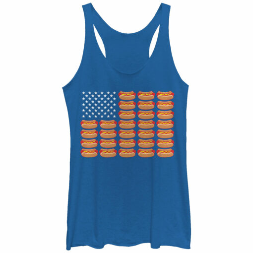 Women_s Lost Gods Hot Dog American Flag Racerback Tank Top