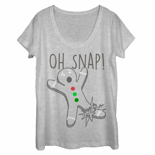 Women_s Lost Gods Oh Snap Gingerbread Man Outline Scoop Neck