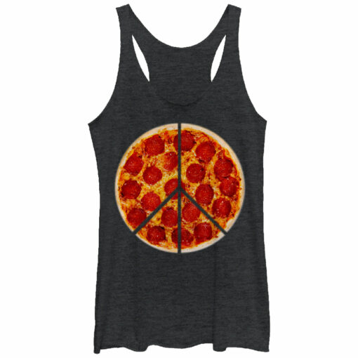 Women_s Lost Gods Peace Pizza Pie Racerback Tank Top