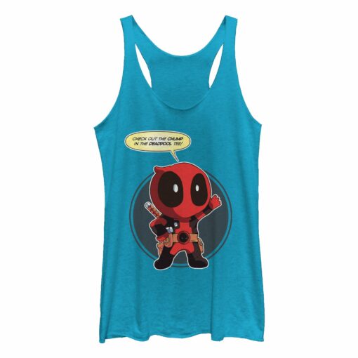 Women_s Marvel Cartoon Deadpool Chump Taco Racerback Tank Top