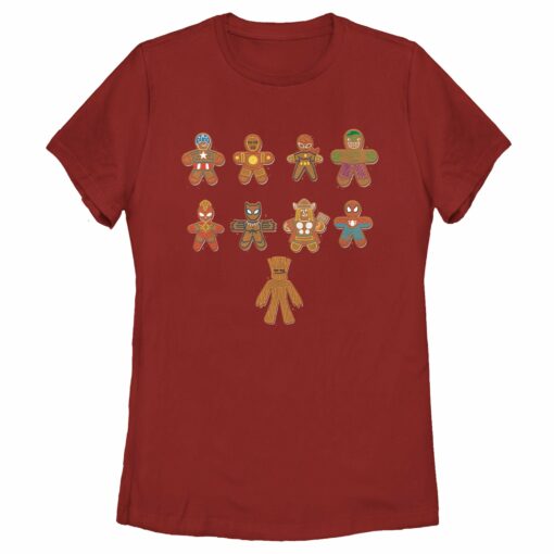 Women_s Marvel Christmas Gingerbread Cookie Avengers T-Shirt