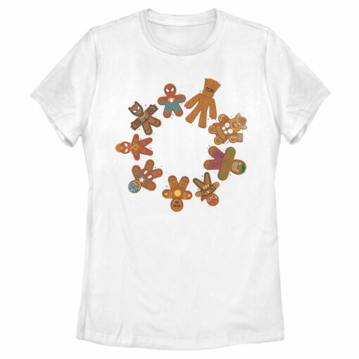 Women_s Marvel Christmas Gingerbread Cookie Circle T-Shirt