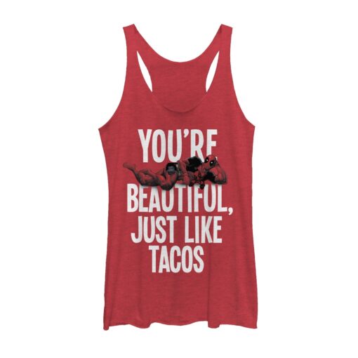 Women_s Marvel Deadpool Beautiful Just like Tacos Racerback Tank Top