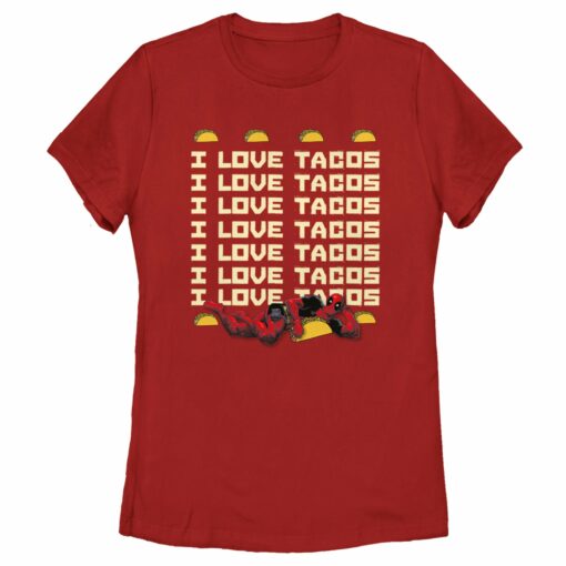 Women_s Marvel Deadpool I Love Tacos T-Shirt