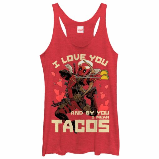 Women_s Marvel Deadpool Taco Cupid Racerback Tank Top