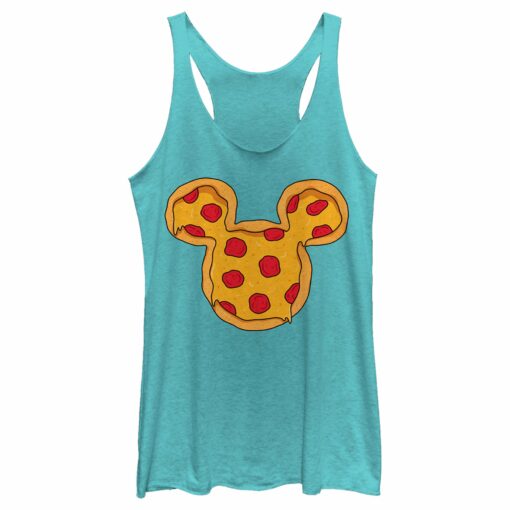 Women_s Mickey & Friends Pizza Mickey Mouse Logo Racerback Tank Top