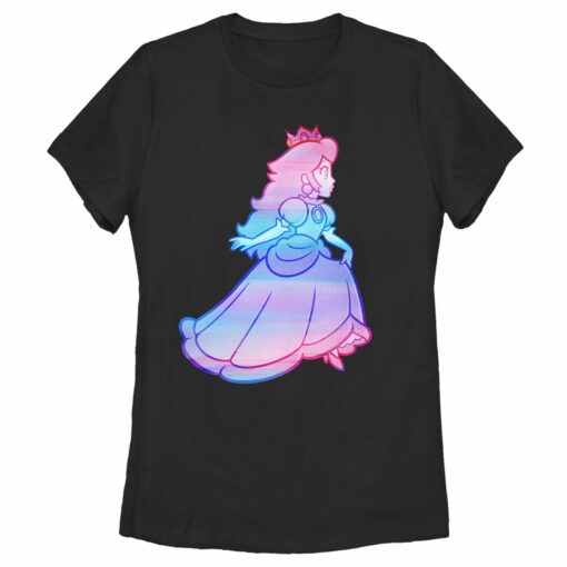 Women_s Nintendo Princess Peach Rainbow Fade T-Shirt