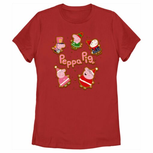 Women_s Peppa Pig Christmas Gingerbread Cookie Characters T-Shirt