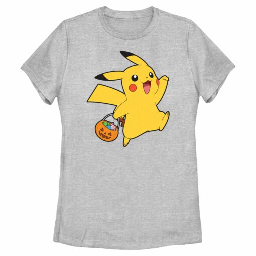 Women_s Pokemon Halloween Trick-or-Treating Pikachu T-Shirt