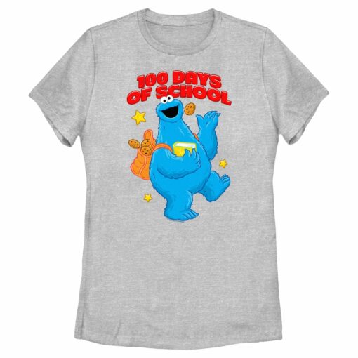 Women_s Sesame Street Cookie Monster 100 Days of School T-Shirt