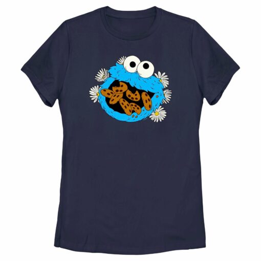 Women_s Sesame Street Cookie Monster and Daisies T-Shirt