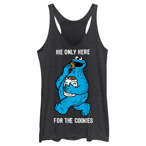 Women_s Sesame Street Me Only Here for the Cookies Racerback Tank Top