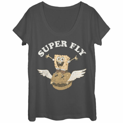 Women_s SpongeBob SquarePants Super Fly Burger Scoop Neck