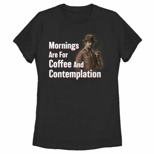 Women_s Stranger Things Hopper Coffee and Contemplation T-Shirt