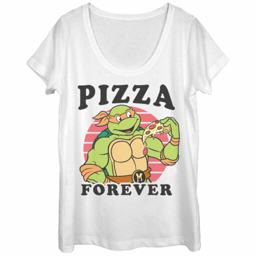 Women_s Teenage Mutant Ninja Turtles Pizza Forever Scoop Neck