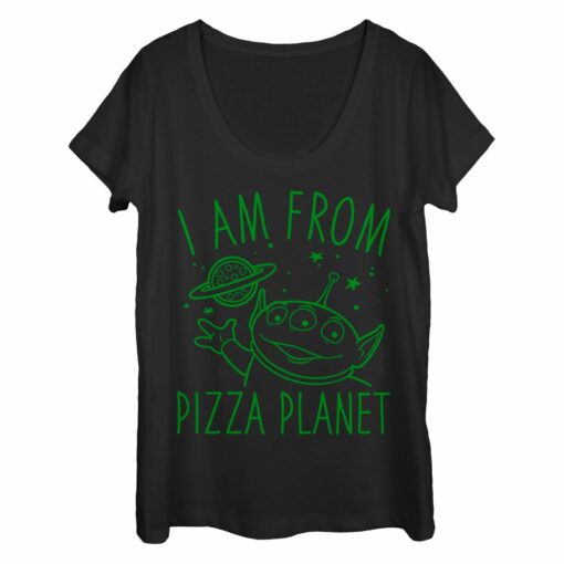 Women_s Toy Story Come in Peace from Pizza Planet Scoop Neck