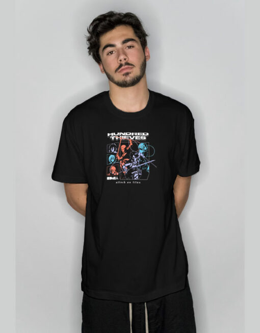 100 Thieves x Attack on Titan 3 Titans Anime T-Shirt