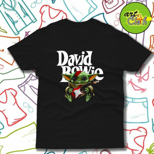 Baby Yoda Hug Guitar David Bowie T-Shirt