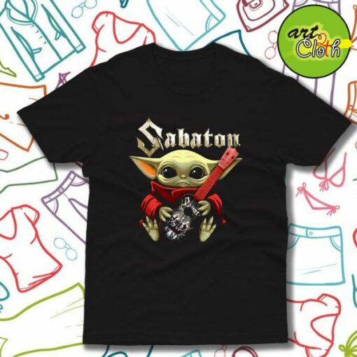 Baby Yoda Hug Guitar Sabaton T-Shirt