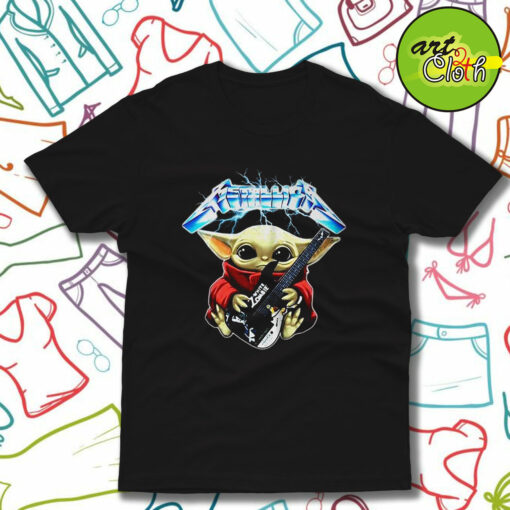 Baby Yoda Hug Metallica Guitar T-Shirt