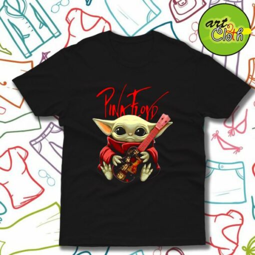 Baby Yoda Hug Pink Floyd Guitar T-Shirt