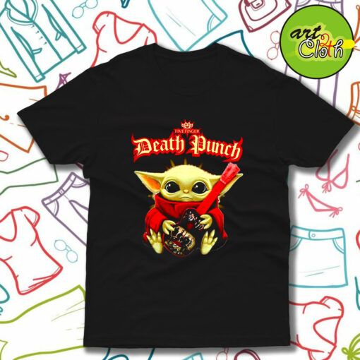 Baby Yoda hug guitar Five Finger Death Punch T-Shirt