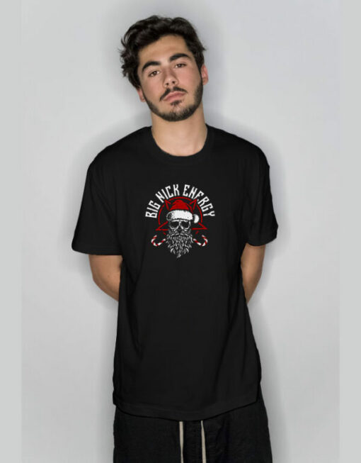 Big Nick Energy Funny Santaa Claus Skull Beard T-Shirt