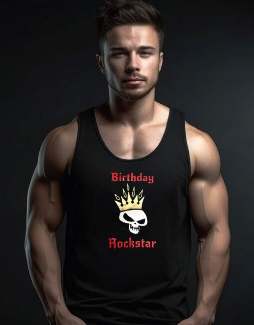 Birtday Rockstar Royal Skull Metallic Unisex Tank Top