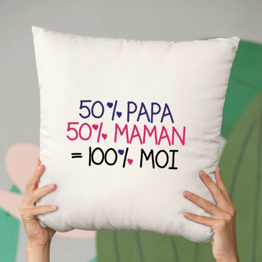 Coussin 50% maman 50% papa