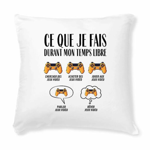 Coussin Ce que je fais durant mon temps libre Jeux video