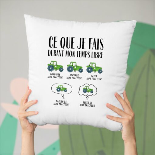 Coussin Ce que je fais durant mon temps libre Tracteur