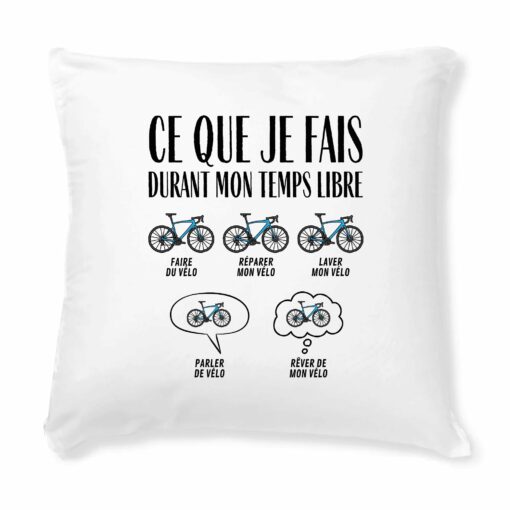 Coussin Ce que je fais durant mon temps libre Velo