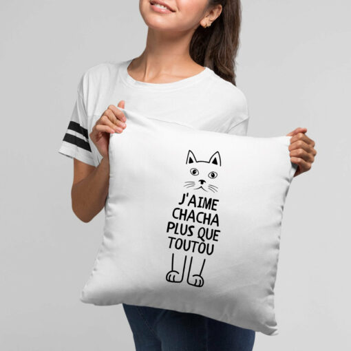 Coussin J’aime chacha plus que toutou