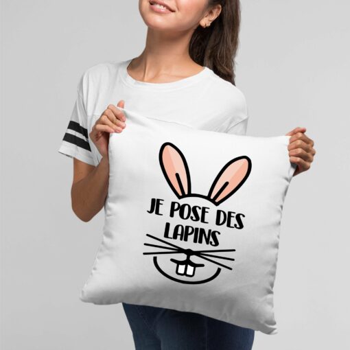 Coussin Je pose des lapins