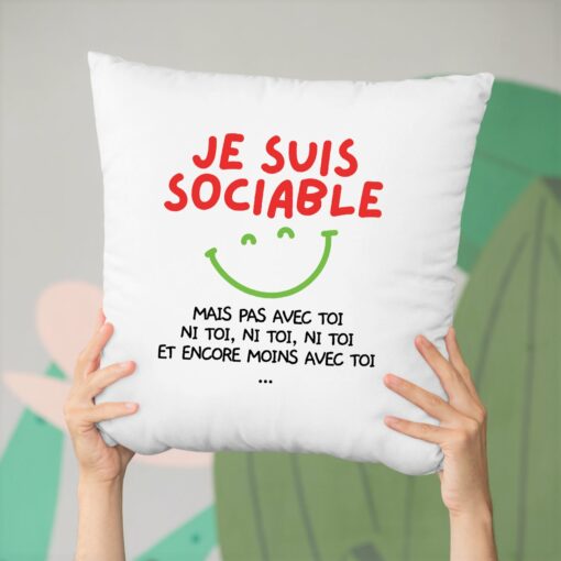 Coussin Je suis sociable mais pas avec toi