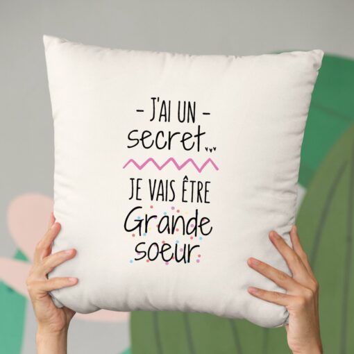 Coussin Je vais etre grande soeur