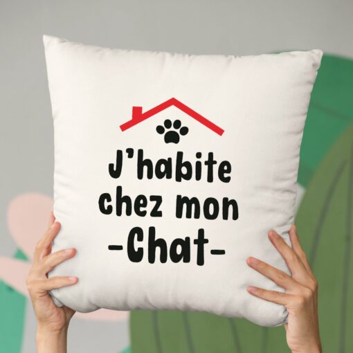 Coussin J’habite chez mon chat